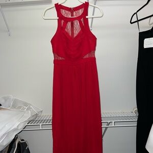 BCBGeneration Red lace chiffon Maxi gown
